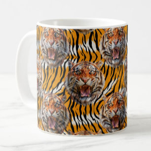 Tiger Head On Tiger Skin Animal Print Design Coffee Mug