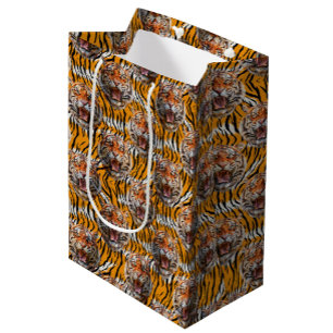 Tiger Head On Tiger Skin Animal Print Design  Medium Gift Bag