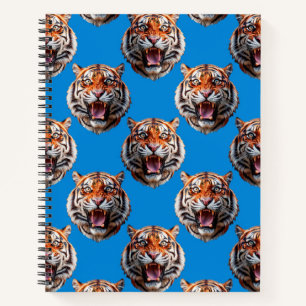 Tiger Head Pattern Design Blue  Notebook