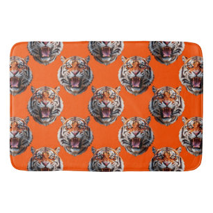 Tiger Head Pattern Design Orange  Bath Mat