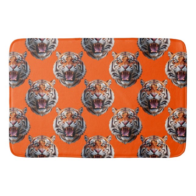 Tiger Head Pattern Design Orange  Bath Mat (Front)