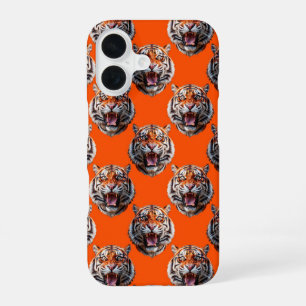 Tiger Head Pattern Design Orange iPhone 16 Case