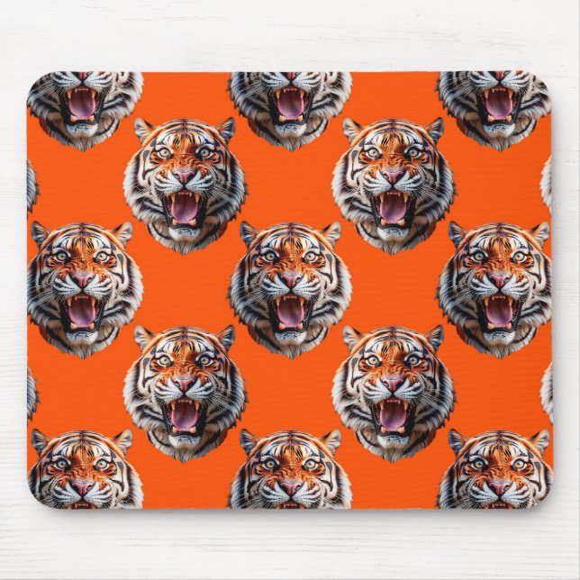 Tiger Head Pattern Design Orange  Mouse Mat (Front)
