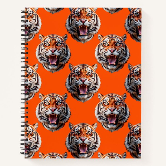 Tiger Head Pattern Design Orange  Notebook (Front)