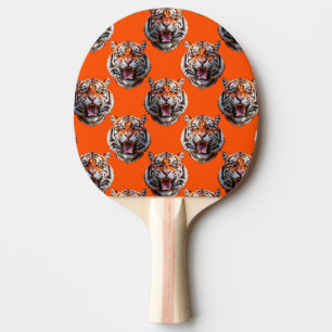 Tiger Head Pattern Design Orange  Ping Pong Paddle