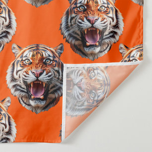 Tiger Head Pattern Design Orange Tapestry