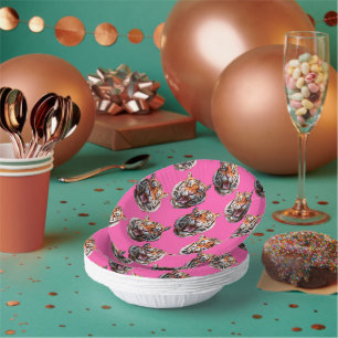 Tiger Head Pattern Design Pink Paper Plate