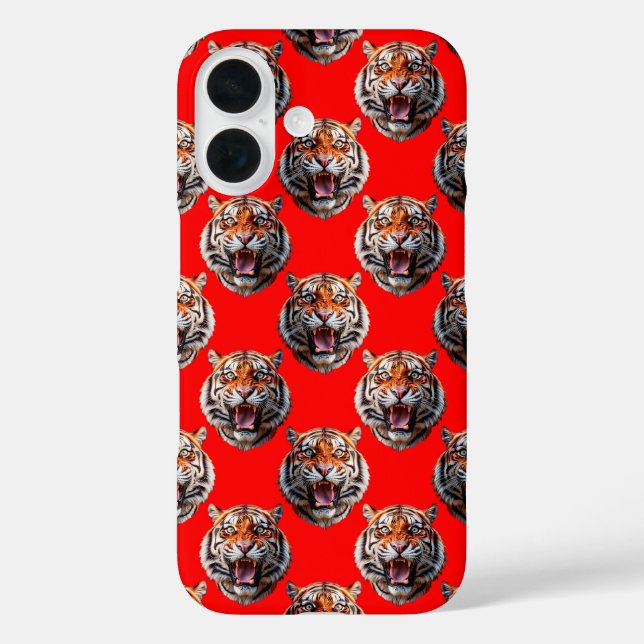 Tiger Head Pattern Design Red Case-Mate iPhone Case (Back)