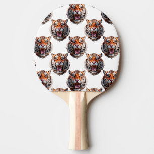 Tiger Head Pattern Design - White   Ping Pong Paddle
