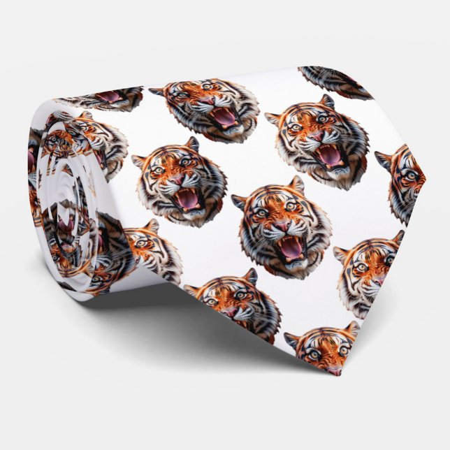 Tiger Head Pattern Design - White   Tie (Creator Uploaded)