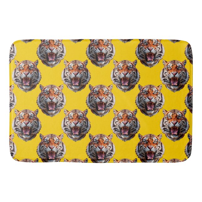 Tiger Head Pattern Design Yellow  Bath Mat (Front)