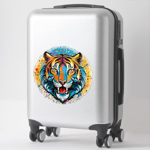 Tiger Head Rainbow colors paint stains