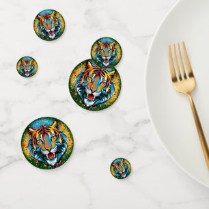 Tiger Head Rainbow colors paint stains Confetti