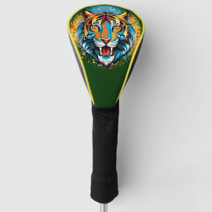 Tiger Head Rainbow colors paint stains Golf Head Cover