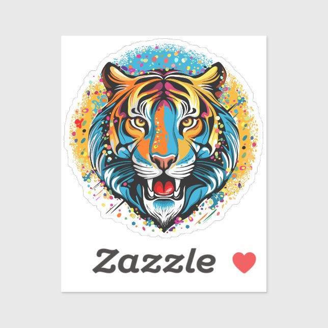 Tiger Head Rainbow colours paint stains (Sheet)