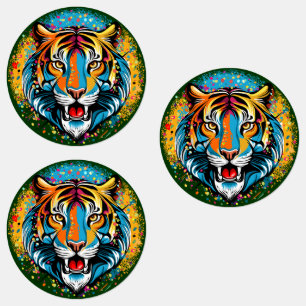 Tiger Head Rainbow colours paint stains