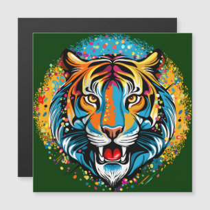 Tiger Head Rainbow colours paint stains