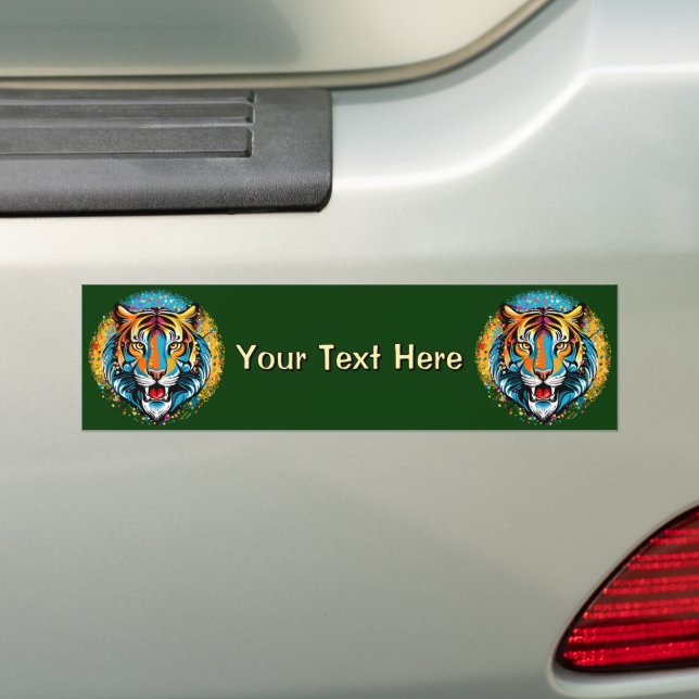 Tiger Head Rainbow colours paint stains Bumper Sticker (On Car)