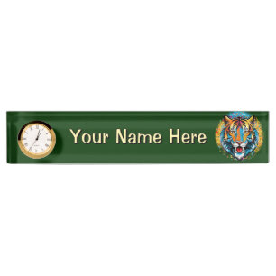 Tiger Head Rainbow colours paint stains Nameplate
