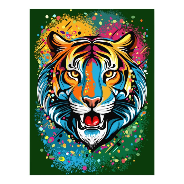Tiger Head Rainbow colours paint stains Photo Print (Front)