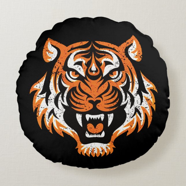 Tiger Head Round Cushion (Front)