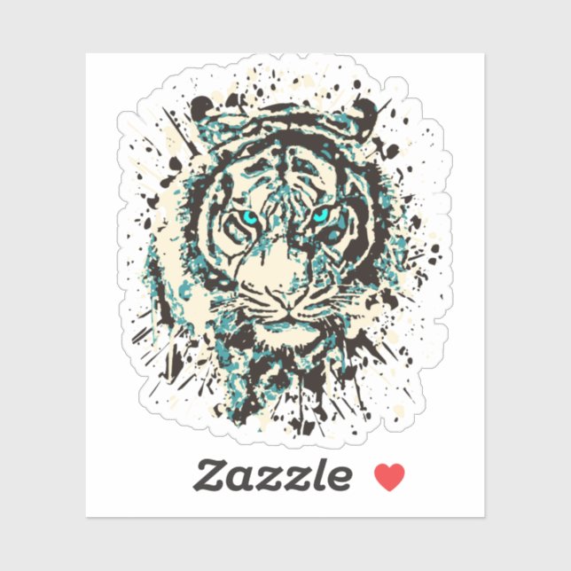 Tiger head sticker - Blue Tiger Sticker (Sheet)
