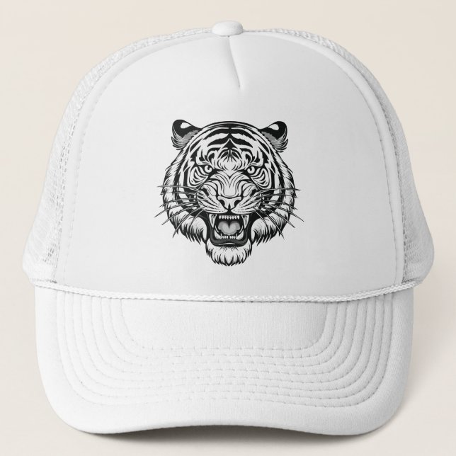 tiger head trucker hat (Front)