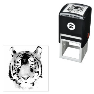 Tiger Head Watercolor Big Wild Cat Animal Self-inking Stamp