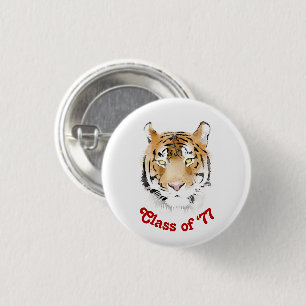 Tiger Head Watercolor Class Reunion Party 3 Cm Round Badge