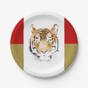 Tiger Head Watercolor  Paper Plate