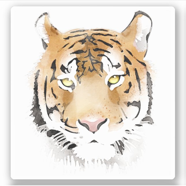 Tiger Head Watercolor Sticker (Front)
