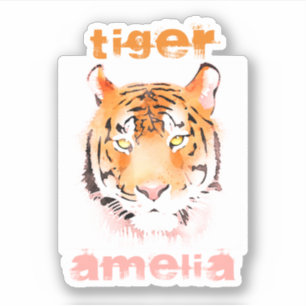 Tiger Head Watercolor Typography Name