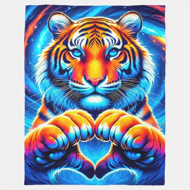 Tiger Heart Hands Fleece Blanket (Front)