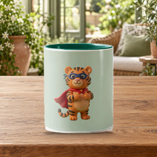 Tiger Hero Cute Superhero Mascot Mug