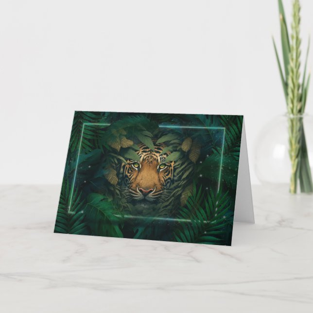 Tiger hiding in Foliage                Card (Front)