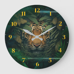 Tiger hiding in Foliage                      Large Clock