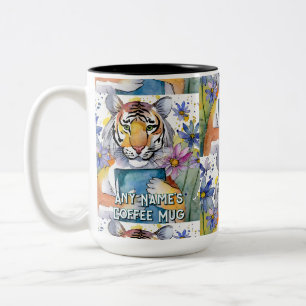 Tiger Holding the Big Book Two-Tone Coffee Mug