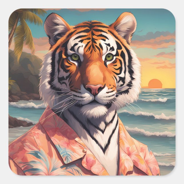 Tiger Holiday Square Sticker (Front)