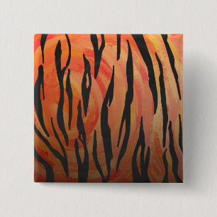 Tiger Hot orange and Black Print 15 Cm Square Badge