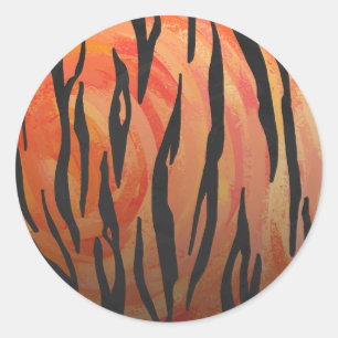 Tiger Hot orange and Black Print Classic Round Sticker