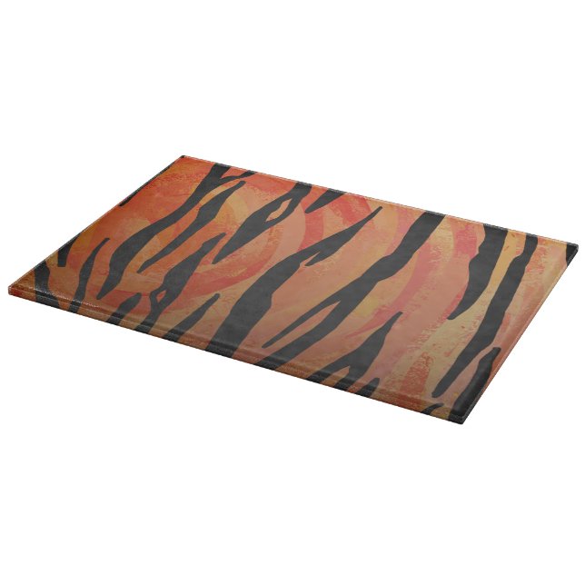 Tiger Hot orange and Black Print Cutting Board (Corner)