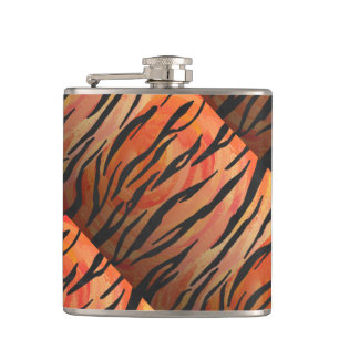 Tiger Hot orange and Black Print Hip Flask