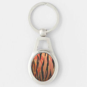 Tiger Hot orange and Black Print Key Ring