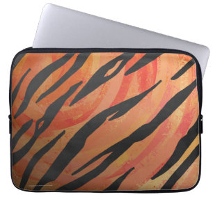 Tiger Hot orange and Black Print Laptop Sleeve