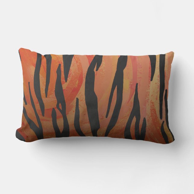 Tiger Hot orange and Black Print Lumbar Cushion (Front)