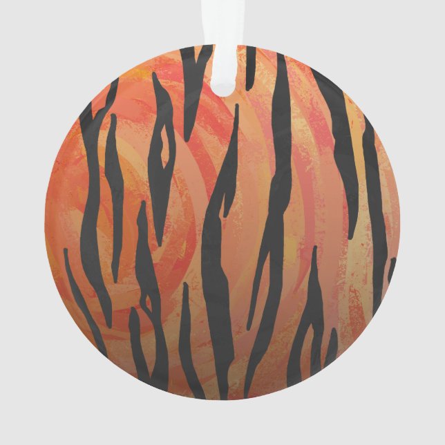 Tiger Hot orange and Black Print Ornament (Back)