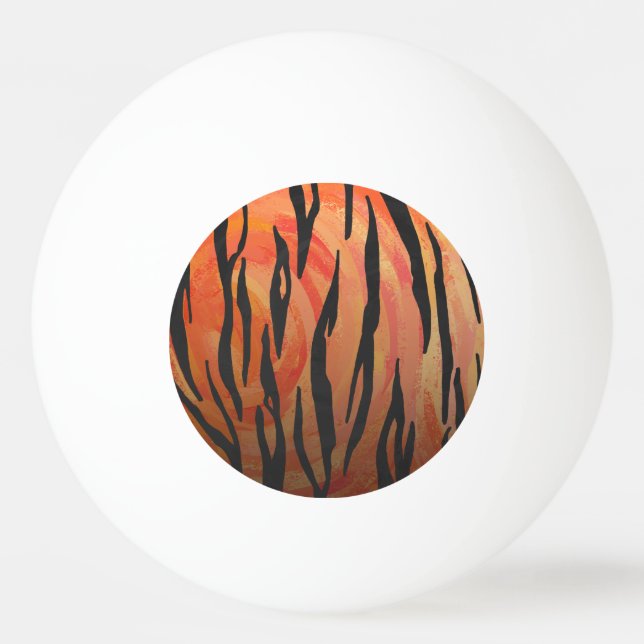 Tiger Hot orange and Black Print Ping Pong Ball (Front)