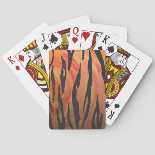 Tiger Hot orange and Black Print Playing Cards