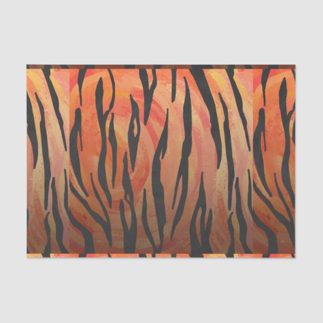 Tiger Hot orange and Black Print Tissue Paper (Front)