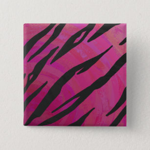 Tiger Hot Pink and Black Print 15 Cm Square Badge